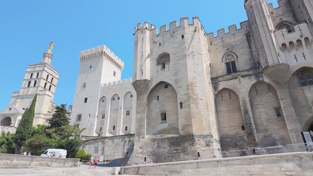 Palais des Papes in Avignon under Clear Blue Sky
