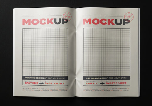 Open Magazine Newspaper Mockup