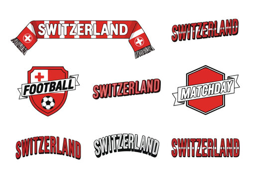 Collection of Switzerland football logos and badges with national flag and text