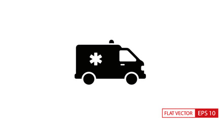 Black ambulance vehicle icon graphic. © via