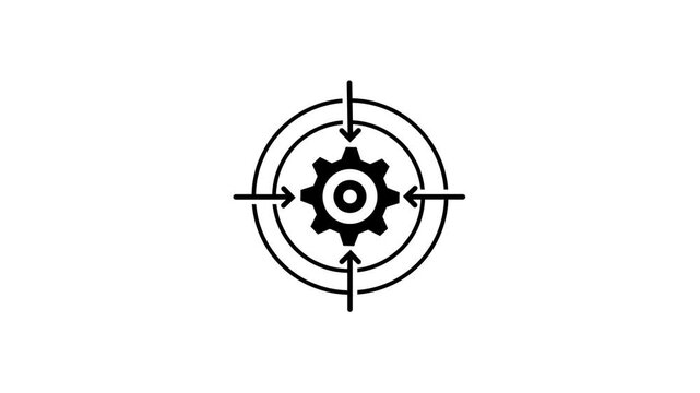 Project operation arrow, accuracy of opportunity, market objective, development, mission, vision. Target aim business management icon animation for success strategy, action plan, goal process 4k video