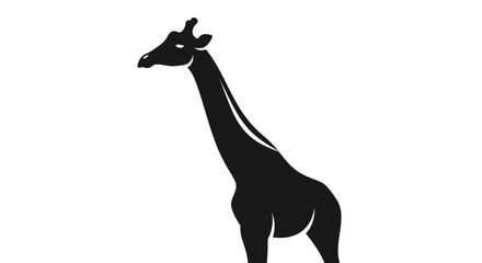 Black silhouette of a giraffe standing. © via