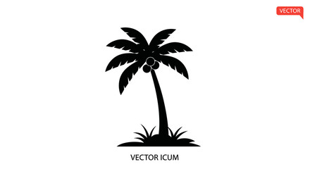Obraz premium Black silhouette of a palm tree.