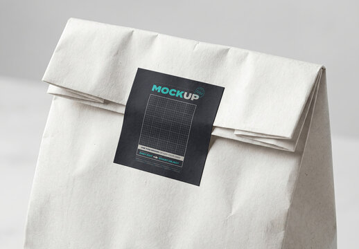Square Sticker Closing Bag Mockup