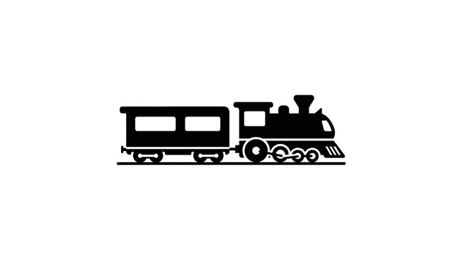 Black silhouette of old steam locomotive.