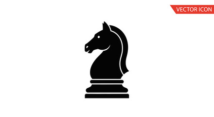Black chess knight piece icon symbol. © nauva