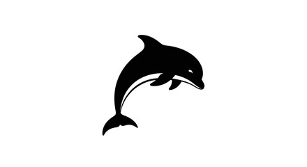 Black dolphin jumping out water silhouette. © nauva