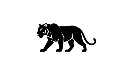 Black Panther Walking Side View Silhouette. © nauva