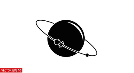 Black planet with ring system icon. © nauva