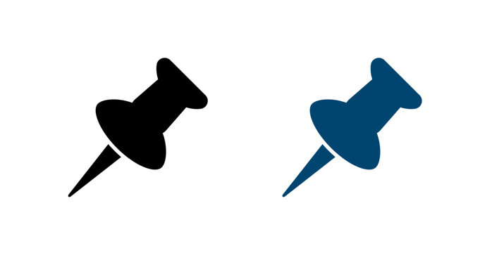 Push Pin Icon Set. Stationery and Organization Concept. Vector Illustration 