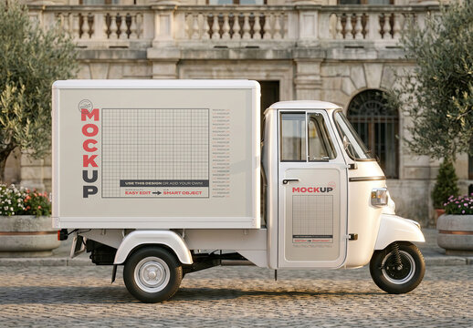 Three Wheeled Utility Truck Ape Branding Mockup