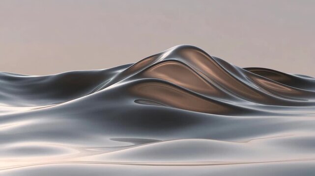 Smooth reflective wave-like surface in abstract style on soft gradient background, symbolizing fluidity and calm mood