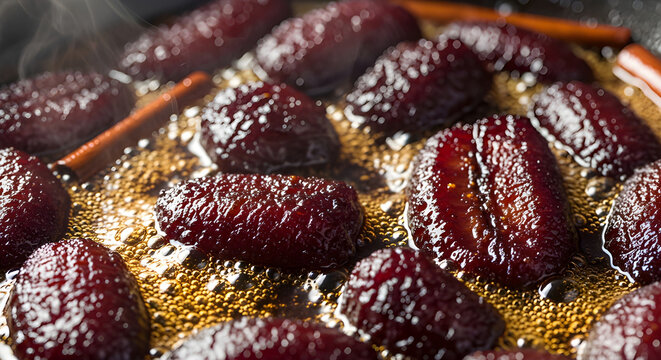 Traditional Brazilian Banana Sweet Doce de Banana Boiling in Caramel Syrup