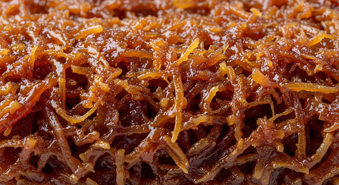 Macro Texture of Traditional Brazilian Shredded Papaya Sweet Doce de Mamao