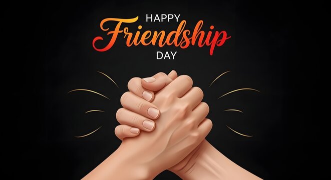 Happy friendship day greeting with interlocked hands