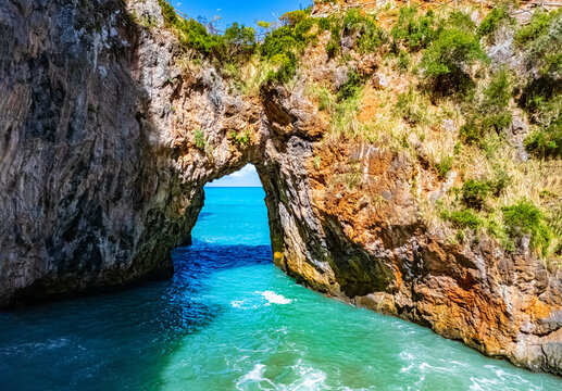 Arcomagno Beach or Beach of the Great Arch near San Nicola Arcella, in the province of Cosenza, Calabria, Italy