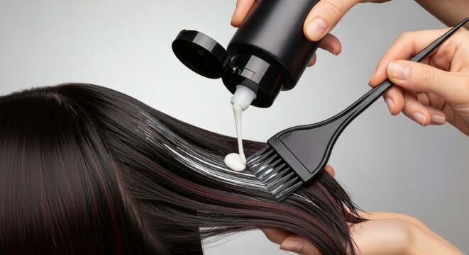 Professional Hair Treatment Applied in Beauty Salon