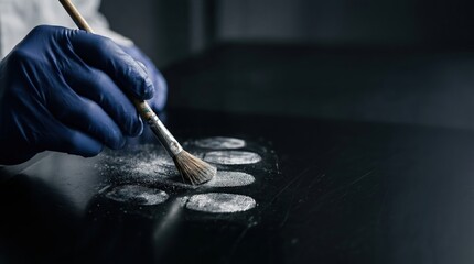 Obraz premium Forensic Expert Dusting for Latent Fingerprints