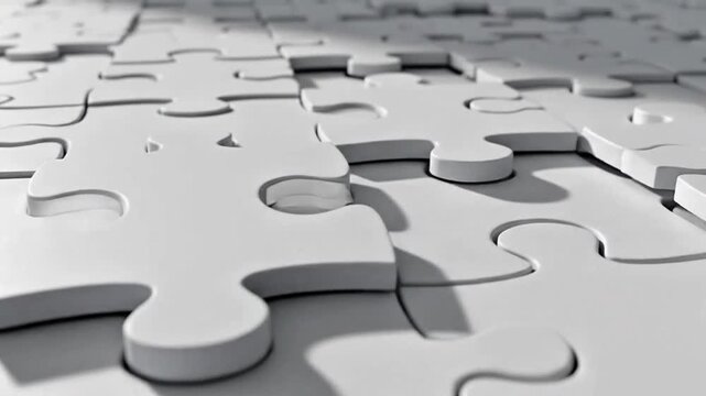 White Puzzle Piece Snaps into Place, Completing a Larger Conceptual Puzzle