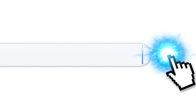 Cursor clicking search bar with blue magnifying glass icon