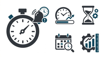 Fototapeta premium Collection of time management and scheduling icons.