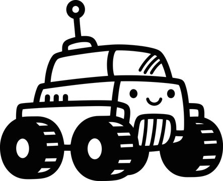 Cute cartoon remote control car illustration, hand-drawn style, white background