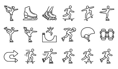 Skate Ice Inline Skateboarding Sports Icon Set Vector EPS 10 © MD