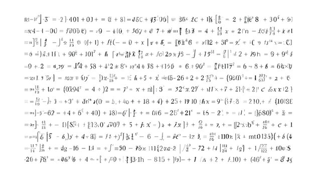 A dense collection of mathematical equations and symbols, possibly representing complex scientific or engineering calculations.