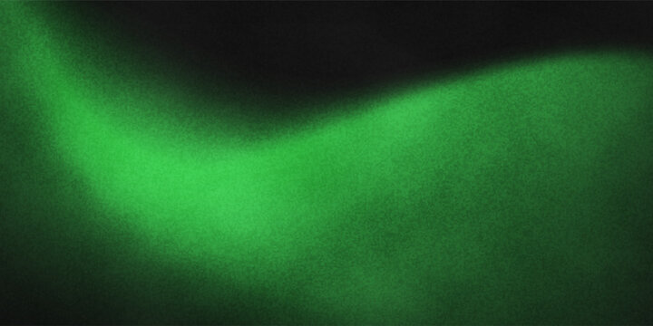 Top Green Glowing Curved Light Streak with Grainy Noise Texture on Dark Background  Dynamic Digital Art