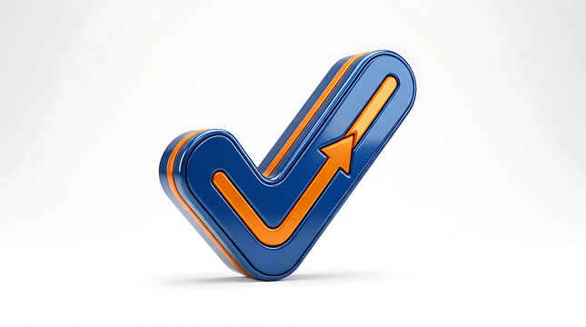 Modern 3D Checkmark Arrow Graphic Design Isolated Background transparent background