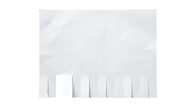 Blank white tear off advertisement paper template on a transparent background