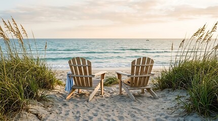 Fototapeta premium Beachside Seating Area German summer vacation