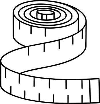 Rolled Measuring Tape Outline, Tailor's Tool, Sewing Supplies, Measurement Instrument