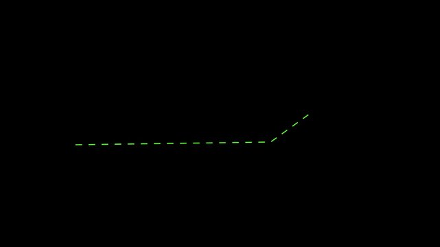  arrow direction icon with dotted line animation. on Black background . dot arrows icon sign animated with alpha channel. white straight arrows animation. Reveal animation 4K video.
