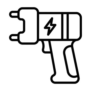 Outline icon of a handheld electric stun gun weapon.