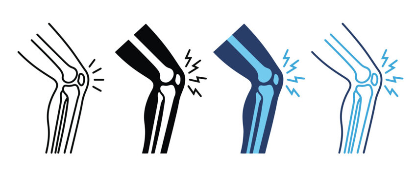 Arthritis knee joint pain icon set ,Knee joint icon, vector design. Arthritis linear icons , Vector illustration. new