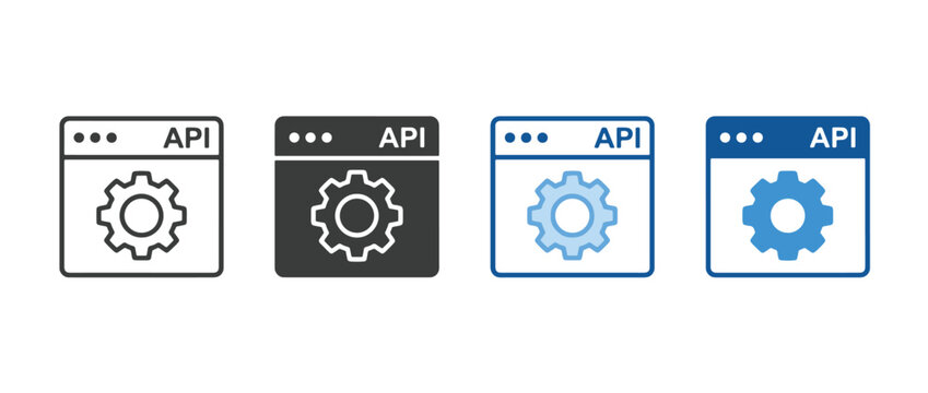 API integration icon set. application programming interface symbol. software development and connection concept. vector illustration. new