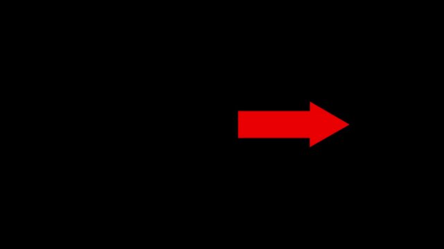 glowing arrow pointing direction on black background.Abstract red arrow progress.