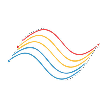 Abstract curved lines with arrows and dots
