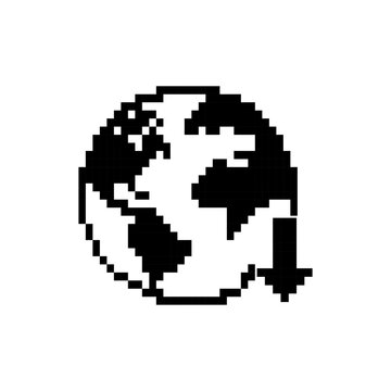 Pixel art world decrease icon