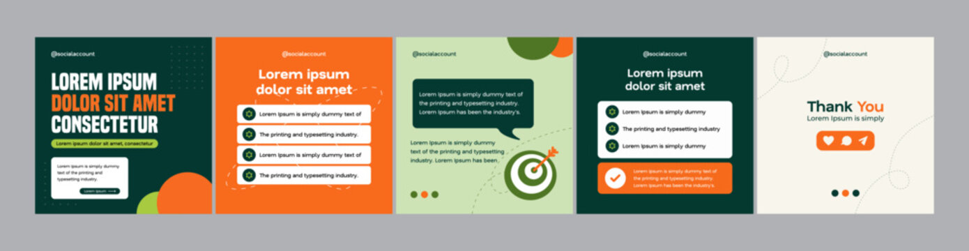 Modern green and orange business social media carousel template