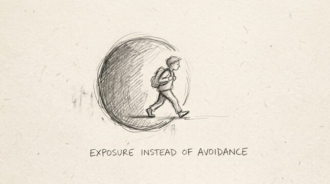 A pencil sketch illustration of a person with a backpack walking through a circular portal representing the concept of exploring new ways of existence today