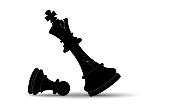Silhouette of broken falling chess king concept of defeat