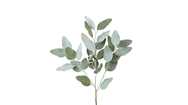Fresh eucalyptus branch with green leaves isolated on transparent background