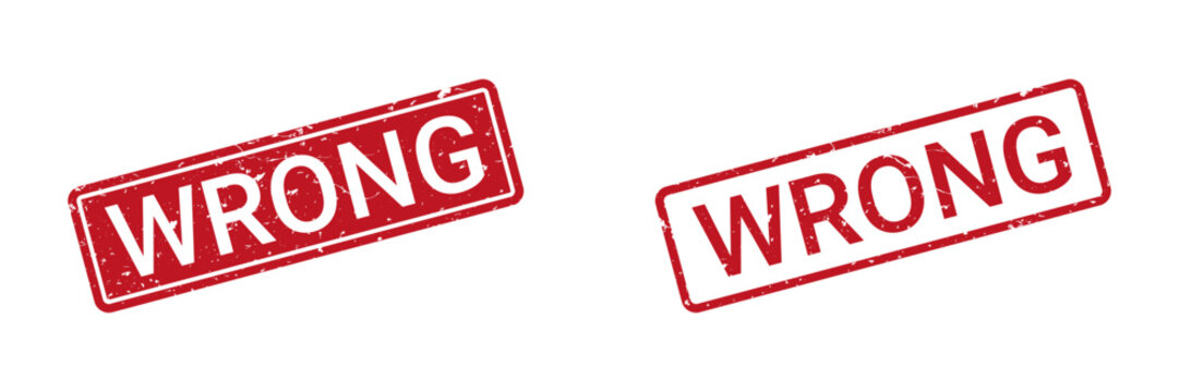 wrong red rubber stamp design with grunge texture isolated on white background vector illustration