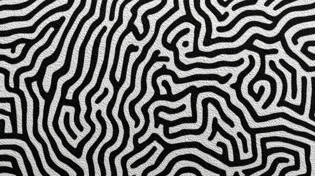 Abstract black and white organic turing pattern with abstract background monochrome wallpaper