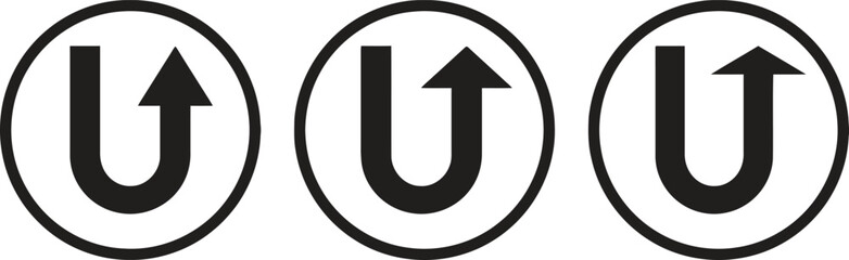 Three black and white u turn traffic signs © MDMAHADI