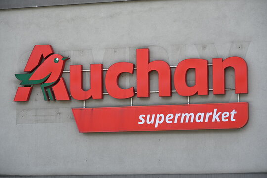 Auchan Logo on Supermarket Building Facade