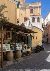 Obraz premium Charming cafes and streets on the island of Ischia with traditional products