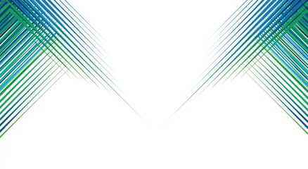 Naklejka premium Abstract geometric pattern of converging blue and green lines on white